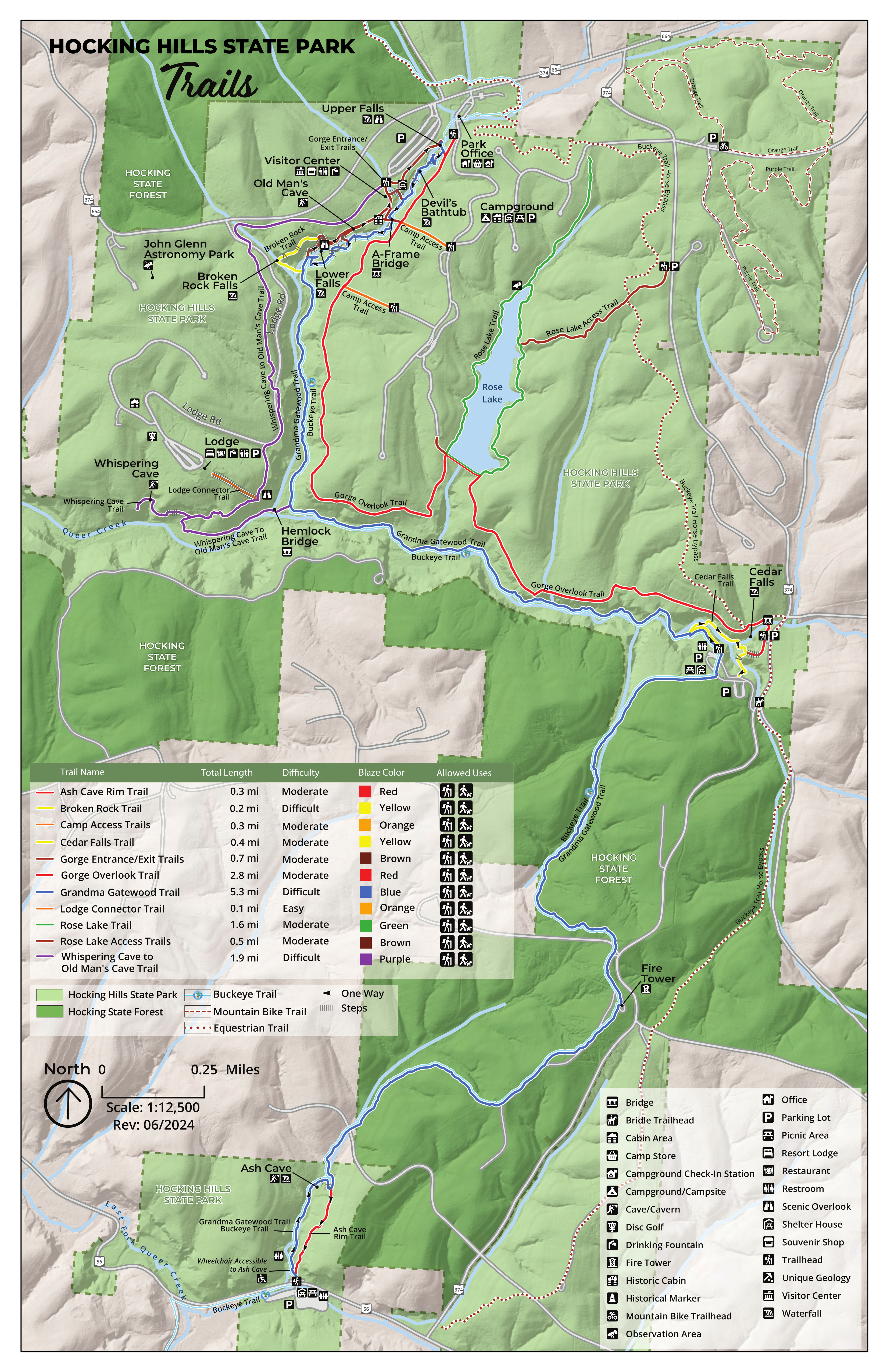 Hocking Hills Trail System Map.